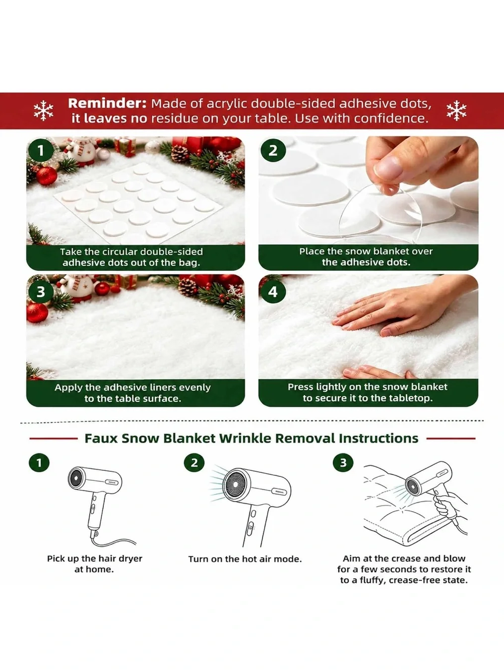 Christmas snow blanket 2 pack 96”x31.5” large fake snow mat